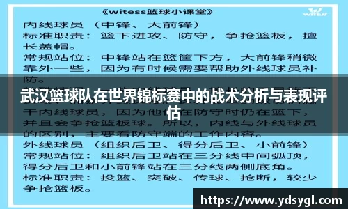 武汉篮球队在世界锦标赛中的战术分析与表现评估