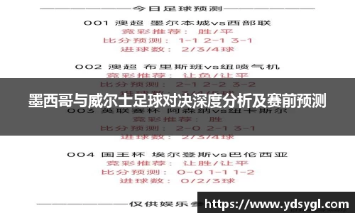 墨西哥与威尔士足球对决深度分析及赛前预测