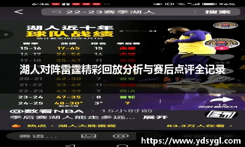 湖人对阵雷霆精彩回放分析与赛后点评全记录