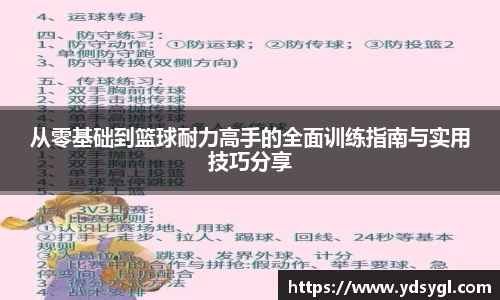 从零基础到篮球耐力高手的全面训练指南与实用技巧分享