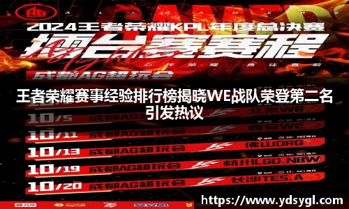 王者荣耀赛事经验排行榜揭晓WE战队荣登第二名引发热议