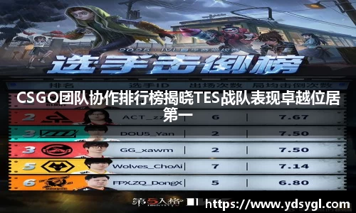 CSGO团队协作排行榜揭晓TES战队表现卓越位居第一